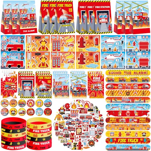 Feuerwehrauto-Partygeschenke, 12 Goodie-Tüten, 12 Mini-Notizblöcke, 12 Gummi-Armbänder, 50 Aufkleber, 12 zusammenbaubare Aufkleber, 12 Knopf-Abzeichen, 12 Slap-Armbänder für Feuerwehrmann, Feuerwehrauto-Partygeschenke, 12 Goodie-Tüten, 12 Mini-Notizblöcke, 12 Gummi-Armbänder, 50 Aufkleber, 12 zusammenbaubare Aufkleber, 12 Knopf-Abzeichen, 12 Slap-Armbänder für Feuerwehrmann, von ENCETARDE