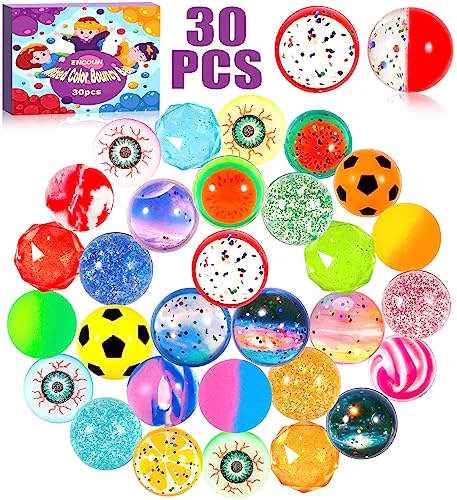 ENCOUN 30 Stück Flummis, 32mm Flummies für Kinder, Flummis Kindergeburtstag, Farben Hüpfbälle, Vielfalt Flummi Set, Kindergeburtstag Gastgeschenke, Pinata Adventskalender Füllung von ENCOUN