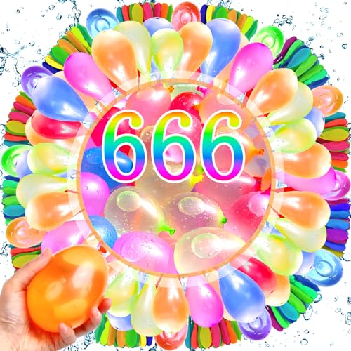 ENCOUN 666 Stück Wasserballons, Bunt Gemischt Wasser Luftballons, Sekunden Schnellfüller Wasserbomben Set, Wasserbombens Selbstschließend, Wasserball für Wasserspiele, Strand Party, Geburtstagsfeier von ENCOUN