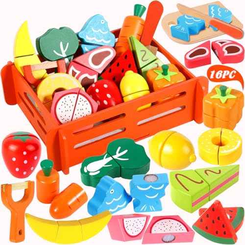 ENCOUN Kinderküche Zubehor Holz, Spielküche Zubehörl, Küchenspielzeug Holz mit Klett-Verbindung, Montessori Spielzeug ab 1 2 3 Jahr, Holzspielzeug Küche für Lernspielzeug Rollenspiele Geschenk ENCOUN Kinderküche Zubehor Holz, Spielküche Zubehörl, Küchenspielzeug Holz mit Klett-Verbindung, Montessori Spielzeug ab 1 2 3 Jahr, Holzspielzeug Küche für Lernspielzeug Rollenspiele Geschenk von ENCOUN