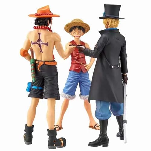 ENFILY One Piece, Ruffy, Ace, Sabo Figur Statue 20 cm/7,9 Zoll, Actionfigur Cartoon Puppe Spielzeug Anime Collection Dekoration Fans (Ace) (Ace) (Set) von ENFILY