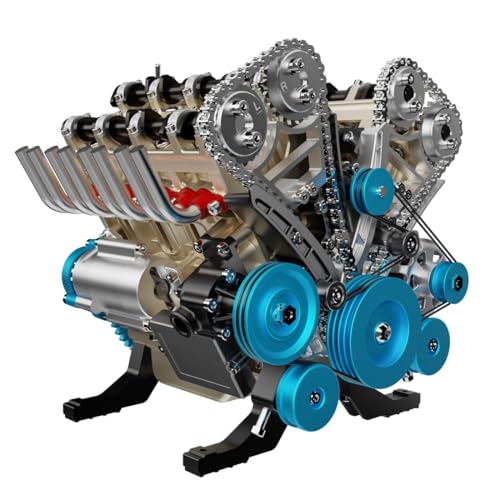 ENGINEMECH 1/3 V8 Verbrennungsmotor Bausatz, 500+Stück Metall V8 Motormodell, 8-Zylinder Mechanischer Motor Modellbausatz für Physik Experimentierspielzeug, Geschenk zu Weihnachten 2025 von ENGINEMECH