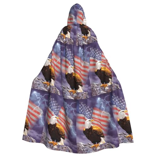 Adler mit USA-Flagge, bedruckt, Cosplay, Kapuzenumhang, Erwachsene, Halloween, 140 cm lang, Themenpartys von ENGhjes