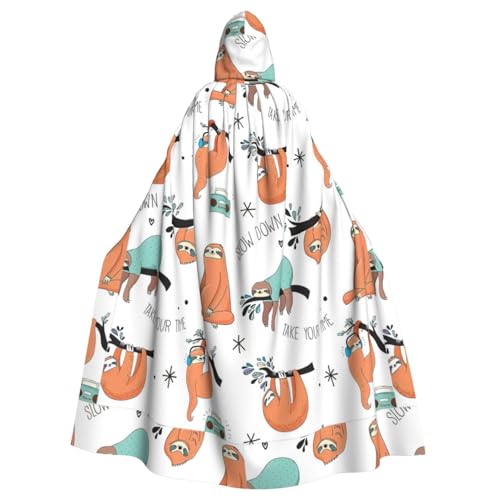 ENGhjes Brauner Faultier-Druck, Cosplay, Kapuzenumhang, Erwachsene, Halloween, 140 cm lang, Themenpartys von ENGhjes