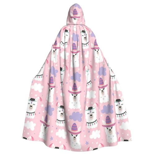 ENGhjes Cartoon-Llama-Alpaka-Druck, Cosplay, Kapuzenumhang, Erwachsene, Halloween, 140 cm lang, Themenpartys von ENGhjes