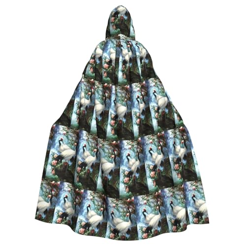 ENGhjes Chinesischer Kranich, Vogel, Pfirsichbaum, Druck, Cosplay, Kapuzenumhang, Erwachsene, Halloween, 140 cm lang, Themenpartys von ENGhjes
