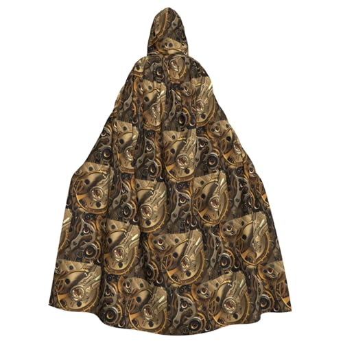 ENGhjes Coole Steampunk-Getriebe-Druck, Cosplay, Kapuzenumhang, Erwachsene, Halloween, 140 cm lang, Themenpartys von ENGhjes