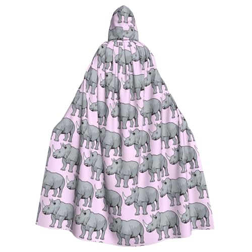 ENGhjes Cosplay Kapuzenumhang mit Tier-Nashorn-Druck, für Erwachsene, Halloween, 140 cm lang, Themenpartys von ENGhjes