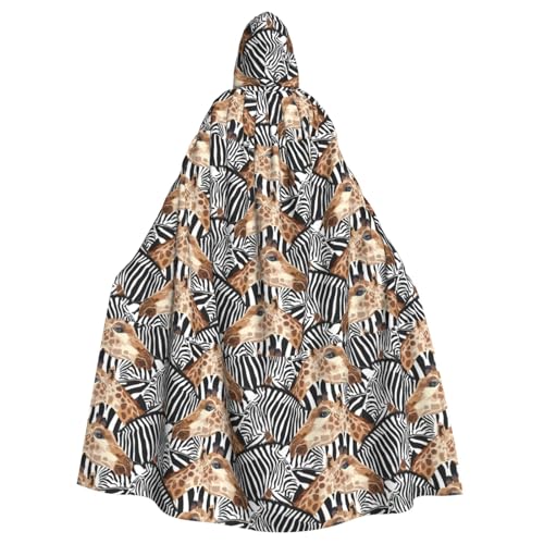 ENGhjes Cosplay Kapuzenumhang mit Zebra- und Giraffen-Druck, für Erwachsene, Halloween, 140 cm lang, Themenpartys von ENGhjes