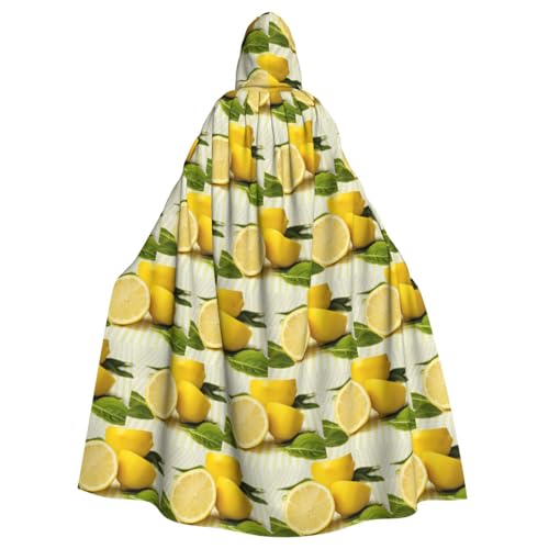 ENGhjes Cosplay Kapuzenumhang mit gelbem Zitronendruck, für Erwachsene, Halloween, 140 cm lang, Themenpartys von ENGhjes