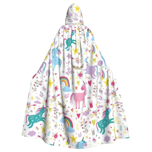 ENGhjes Einhorn-Umhang mit rosa Aufdruck, Cosplay, mit Kapuze, für Erwachsene, Halloween, 140 cm lang, Themenpartys von ENGhjes