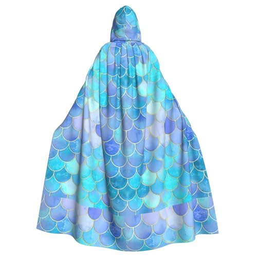 ENGhjes Goldener Meerjungfrauen-Umhang mit Kapuze, Cosplay, für Erwachsene, Halloween, 140 cm lang, Themenpartys von ENGhjes