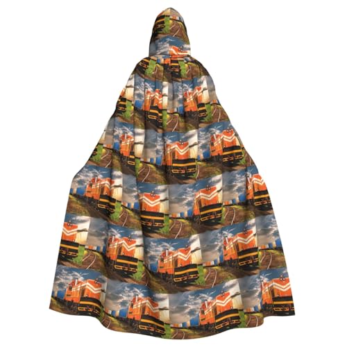 ENGhjes Güterzug-Druck, Cosplay, Kapuzenumhang, Erwachsene, Halloween, 140 cm lang, Themenpartys von ENGhjes