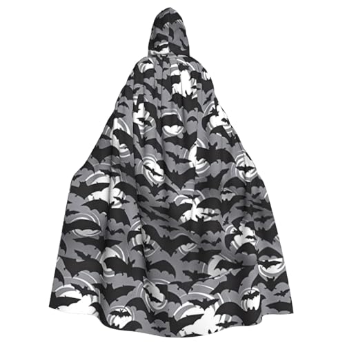 ENGhjes Halloween-Fledermaus-Umhang mit grauem Druck, Cosplay, Kapuzenumhang für Erwachsene, Halloween, 140 cm lang, Themenpartys ENGhjes Halloween-Fledermaus-Umhang mit grauem Druck, Cosplay, Kapuzenumhang für Erwachsene, Halloween, 140 cm lang, Themenpartys von ENGhjes