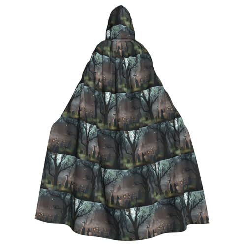 ENGhjes Halloween-Horror-Druck, Cosplay, Kapuzenumhang, Erwachsene, Halloween, 140 cm lang, Themenpartys von ENGhjes