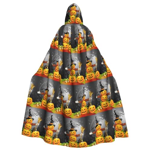 ENGhjes Halloween-Kürbis-Druck, Cosplay, Kapuzenumhang, Erwachsene, Halloween, 140 cm lang, Themenpartys von ENGhjes
