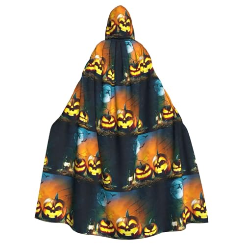 ENGhjes Halloween-Kürbis-Druck, Cosplay, Kapuzenumhang, Erwachsene, Halloween, 140 cm lang, Themenpartys von ENGhjes