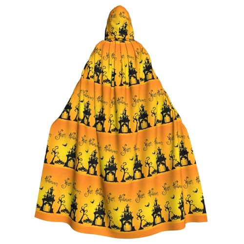 ENGhjes Halloween Kürbis Fledermaus Haus Druck Cosplay Kapuzenumhang Erwachsene Halloween 140 cm lang Themenpartys von ENGhjes
