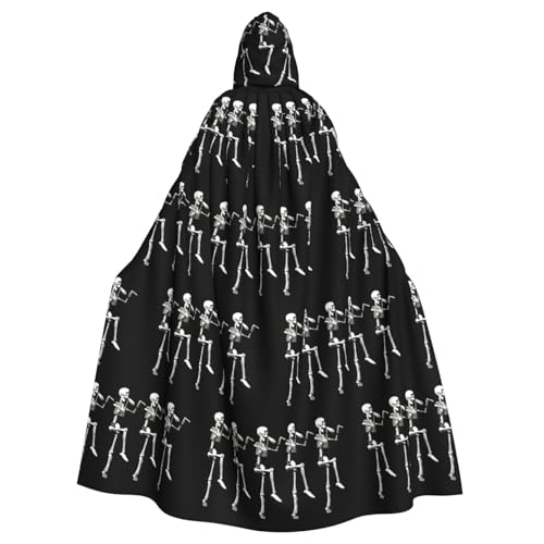 ENGhjes Halloween beweglicher Skelett-Schädel-Druck, Cosplay, Kapuzenumhang, Erwachsene, Halloween, 140 cm lang, Themenpartys von ENGhjes