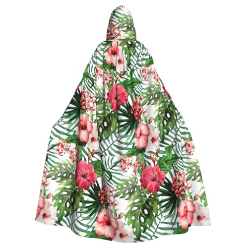 ENGhjes Hibiskusblumen-Druck, Cosplay, Kapuzenumhang, Erwachsene, Halloween, 140 cm lang, Themenpartys von ENGhjes