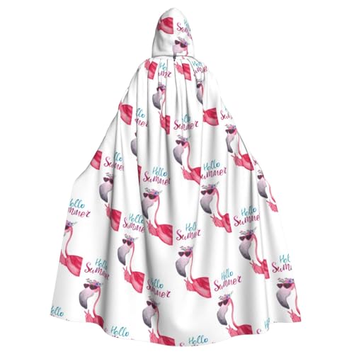ENGhjes Kapuzenumhang mit Flamingo-Druck, für Erwachsene, Halloween, 140 cm lang, Themenpartys von ENGhjes
