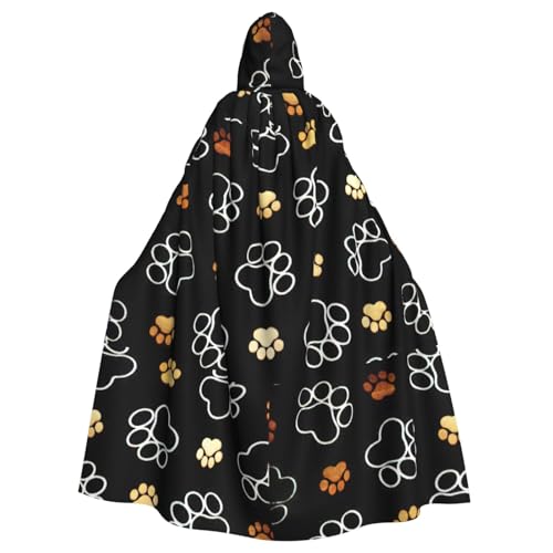 ENGhjes Kapuzenumhang mit Hundepfotenabdruck, Cosplay, für Erwachsene, Halloween, 140 cm lang, Themenpartys von ENGhjes