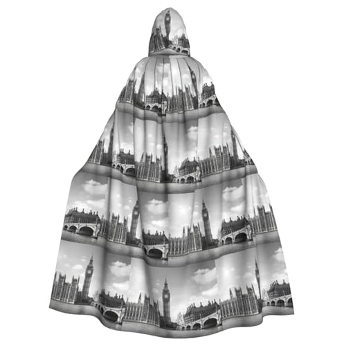 ENGhjes London 1 bedruckter Cosplay-Umhang mit Kapuze, für Erwachsene, Halloween, 140 cm lang, Themenpartys von ENGhjes