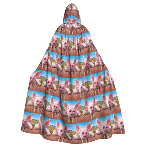 ENGhjes Lustiger süßer Schweine-Druck, Cosplay-Kapuzenumhang für Erwachsene, Halloween, 140 cm lang, Themenpartys ENGhjes Lustiger süßer Schweine-Druck, Cosplay-Kapuzenumhang für Erwachsene, Halloween, 140 cm lang, Themenpartys von ENGhjes