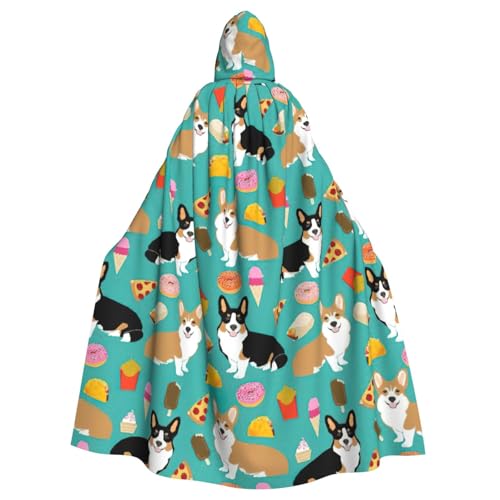ENGhjes Süßer Corgi-Druck, Cosplay, Kapuzenumhang, Erwachsene, Halloween, 140 cm lang, Themenpartys von ENGhjes