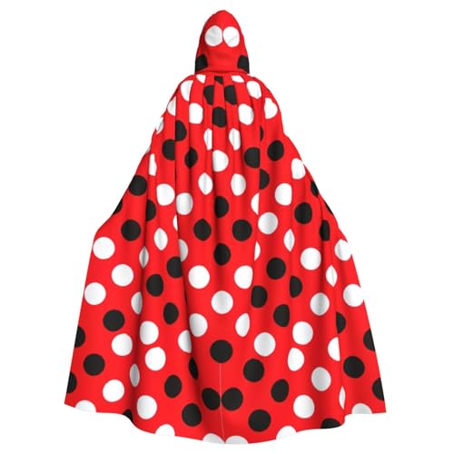 ENGhjes Umhang mit Kapuze, für Erwachsene, Halloween, 140 cm, Rot / Weiß mit Punktemuster ENGhjes Umhang mit Kapuze, für Erwachsene, Halloween, 140 cm, Rot / Weiß mit Punktemuster von ENGhjes