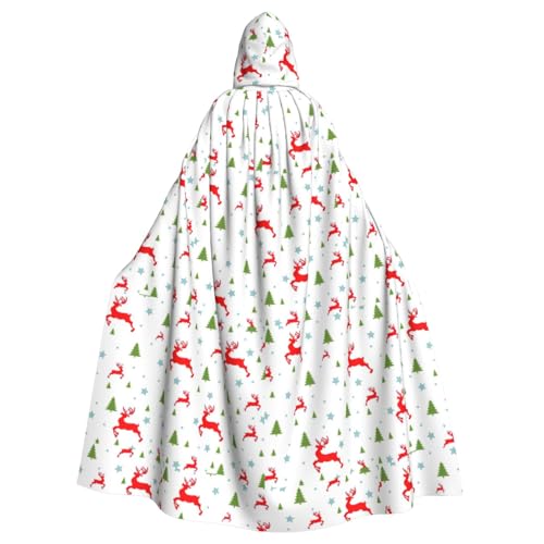 ENGhjes Umhang mit Kapuze für Erwachsene, Weihnachten, Urlaub, Druck, Cosplay, Halloween, 140 cm lang, Themenpartys von ENGhjes