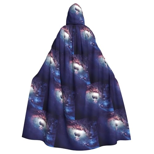 ENGhjes Umhang mit Kapuze für Erwachsene, abstraktes Universum, bedruckt, Cosplay, Halloween, 140 cm lang, Themenpartys von ENGhjes