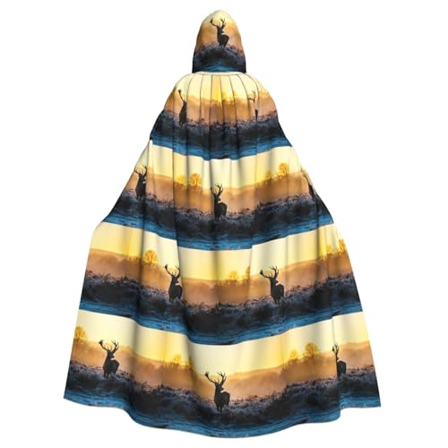 ENGhjes Umhang mit Kapuze und Hirsch-Motiv, für Erwachsene, Halloween, 140 cm lang, Themenpartys von ENGhjes