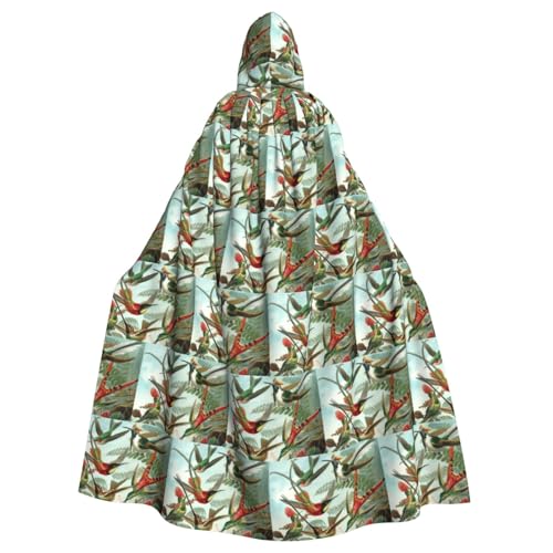 ENGhjes Wunderschöner Kolibri-Druck, Cosplay, Kapuzenumhang für Erwachsene, Halloween, 140 cm lang, Themenpartys von ENGhjes