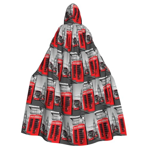 England UK Retro London Telefondruck Cosplay Kapuzenumhang Erwachsene Halloween 140 cm lang Themenpartys von ENGhjes