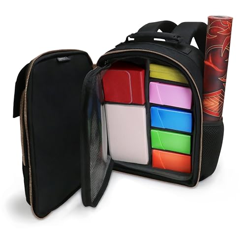 ENHANCE Kleiner MTG-Rucksack mit Kartenverteidigungs-Bildschirm, anpassbarer Innenraum, Aufbewahrung für Würfeltaschen, Ärmel, Deckboxen, TCG-Rucksack mit Playmat-Halter, kompatibel mit Magic the ENHANCE Kleiner MTG-Rucksack mit Kartenverteidigungs-Bildschirm, anpassbarer Innenraum, Aufbewahrung für Würfeltaschen, Ärmel, Deckboxen, TCG-Rucksack mit Playmat-Halter, kompatibel mit Magic the von ENHANCE