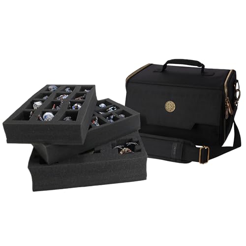 ENHANCE Miniatur-Tragetasche mit breitem Boden, kompakte Aufbewahrung und Tasche für DND-Miniaturen mit Schultergurt, 3 Schaumstoffschalen (2 vorgeschnittene und 1 Pick & Pluck Tray) – passend für von ENHANCE
