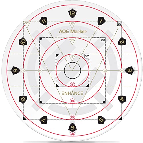 ENHANCE Spell AOE Damage Marker für Tabletop-RPG-Spiele - D & D-Wirkungsbereichsvorlage Bestimmt die Auswirkungen auf 1 "Battle Maps oder Grid-Less Mat Play - DND-Zubehör Perfekt für DMS von ENHANCE