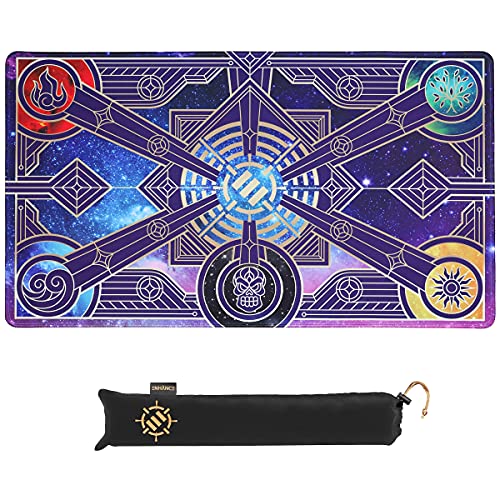 ENHANCE TCG Playmat - Spielmatte mit Genähten Kanten, Glatter Oberfläche und Kordelzug Reisetasche - Kompatibel mit MTG, YuGiOh, Pokemon, Herr der Ringe und Anderen TCG und LCG - Sterne von ENHANCE