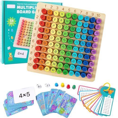 ENIKMOSD 1x1 Lernen Rechenspiel für Grundschüler,Montessori Mathe Spiele Grundschule,Brettspiel mit Multiplikation,Multiplikationslehrmittel für die Frühkindliche Bildung von ENIKMOSD