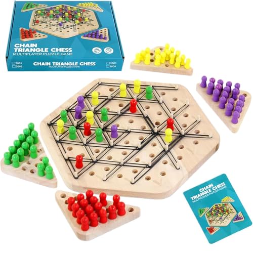 Triggle Spiel Gummibänder,Ketten Dreieck Schachspiel Holz,Intellektuelles schachbrettspiel für 2-4 Spieler,Strategie Steckbrettspiel Triggle Board Game für Familienaktivitäten Kinder Erwachsenen Triggle Spiel Gummibänder,Ketten Dreieck Schachspiel Holz,Intellektuelles schachbrettspiel für 2-4 Spieler,Strategie Steckbrettspiel Triggle Board Game für Familienaktivitäten Kinder Erwachsenen von ENIKMOSD