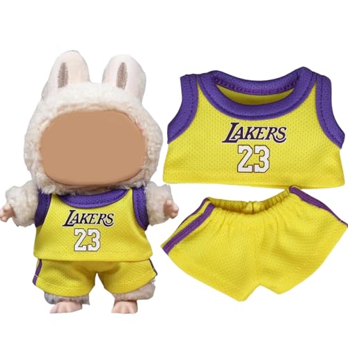 Bekleidungs Set für La-bubu 17cm Puppen Basketball Trikots Sommer Kleidung für Basketball Fans (Keine Puppe enthalten) (Gelb 23) von ENIXWH