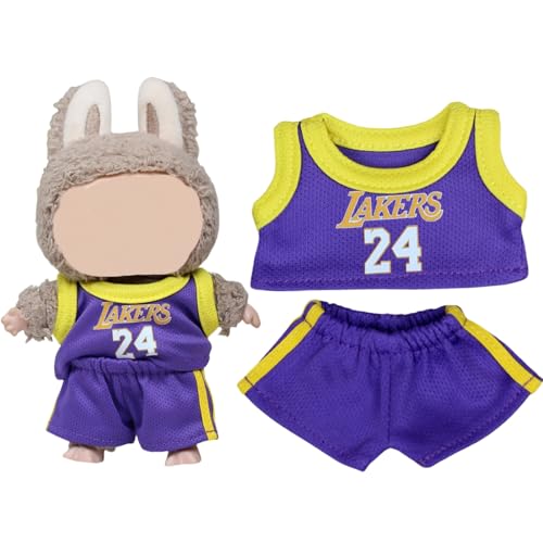 Bekleidungs Set für La bubu 17cm Puppen Basketball Trikots Sommer Kleidung für Basketball Fans (Keine Puppe enthalten) (Lila 24) von ENIXWH