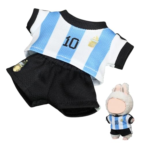 Bekleidungs Set für La-bubu 17cm Puppen Fußball Trikots Sommer Kleidung für Fußball Fans (Keine Puppe enthalten) (Blau) von ENIXWH