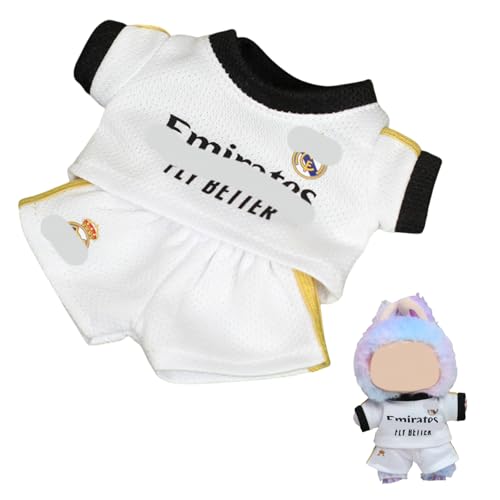 Bekleidungs Set für La-bubu 17cm Puppen Fußball Trikots Sommer Kleidung für Fußball Fans (Keine Puppe enthalten) (Weiß) von ENIXWH
