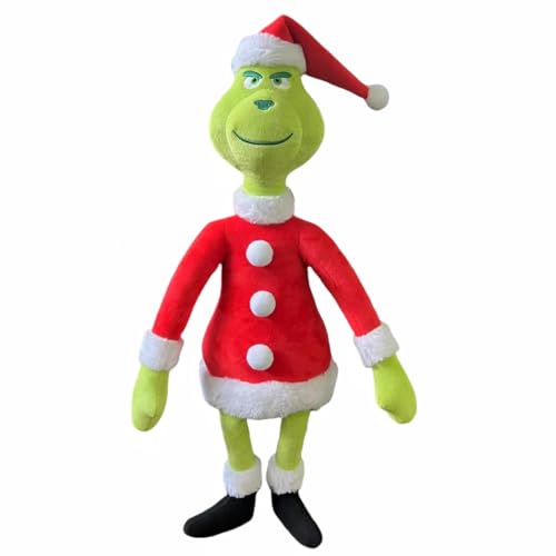 ENIXWH Plüschtier Grinch Weihnachten Plüsch Puppe Körperkissen Stuffed Toy Wurfkissen Stofftier Geschenke für Kinder Mädchen Jungen (Rot) von ENIXWH