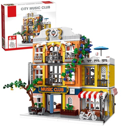 Enjbrick Creator Haus Klemmbausteine kompatibel mit Lego für Erwachsene,Blumen City Musikclub Modulare Hausbausatz für Freunde Mädchen 1683 Teile von ENJBRICK