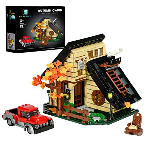 Enjbrick Creator Hütte Haus Klemmbausteine kompatibel mit Lego für Erwachsene, Classic Bausteine-Set für Kinder,Geschenk für Natur- und Architekturliebhaber 696pcs von ENJBRICK