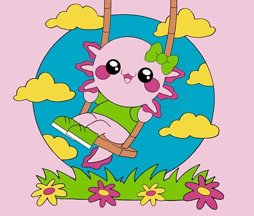 ENJOY ART - Malen nach Zahlen 20x20cm Junior Kawaii Set 3 Axolotl und Drache von ENJOYART