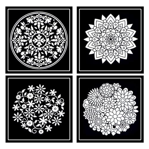 Enjoy Art 4 Stück Samt-Malkarten für Kinder, Erwachsene, Senioren, Alzheimer – Mandala-Muster – Anti-Stress-Malerei für Zen bleiben Enjoy Art 4 Stück Samt-Malkarten für Kinder, Erwachsene, Senioren, Alzheimer – Mandala-Muster – Anti-Stress-Malerei für Zen bleiben von ENJOYART